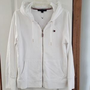 Tommy Hilfiger Women's White Hoodie Size Medium